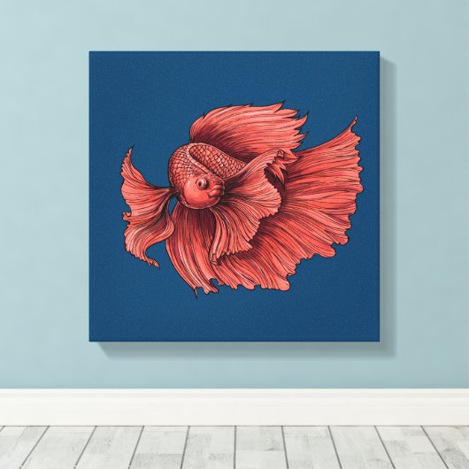 Toile Coral Siamese combat le poisson (Insitu (Plancher de Bois))