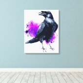 Toile Corbeau avec Arrière - plan d'aquarelle violet (Insitu (Plancher de Bois))