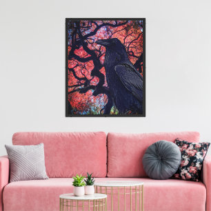 Toile Corbeau noir et érable japonais noueux