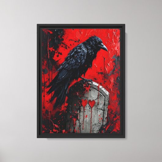 Toile Corbeau sur pierre rouge (Recto)