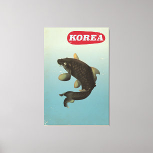 Toile Corée Koi affiche de voyage de style vintage