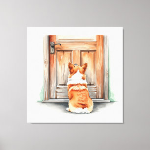 Toile Corgi attend patiemment