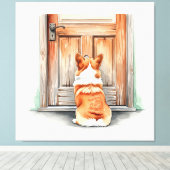 Toile Corgi attend patiemment (Insitu (Plancher de Bois))