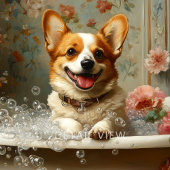 Toile Corgi Bubble Bath Joy