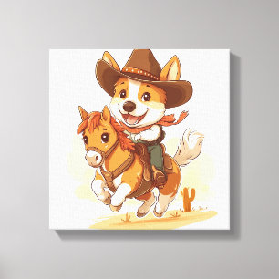 Toile Corgi Cowboy � Chien de Rodéo Occidental