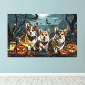 Toile Corgi Halloween Éffrayant (Insitu (Plancher de Bois))