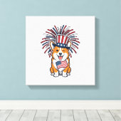 Toile Corgi patriote Feu d'artifice Chien Conception vec (Insitu (Plancher de Bois))