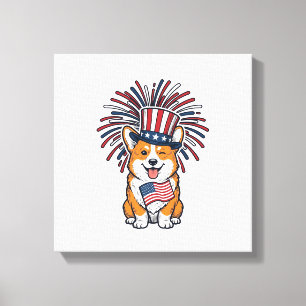 Toile Corgi patriote Feu d'artifice Chien Conception vec