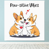 Toile Corgis Vibes en Amour (Insitu (Plancher de Bois))