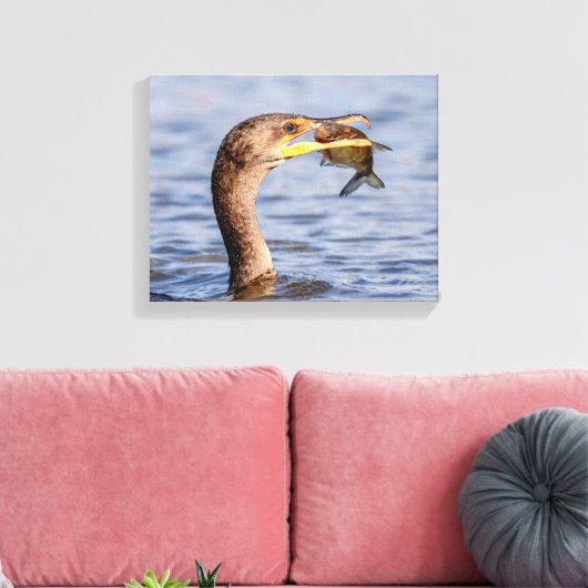 Toile Cormoran avec un poisson (Insitu(Salon))