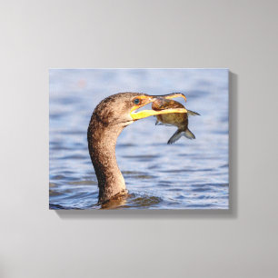 Toile Cormoran avec un poisson