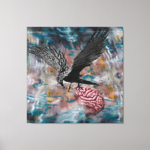 Toile Corneille corneille Noir Cerveau Oiseau Abstrait A