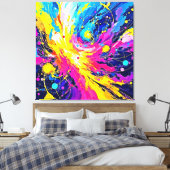 Toile Cosmic Burst: Vibrant Splatter Art (Insitu(Chambre))
