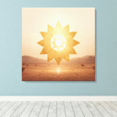 Toile Cosmic Sun Portal Boho Wall Art | Golden Mandala (Insitu (Plancher de Bois))