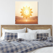 Toile Cosmic Sun Portal Boho Wall Art | Golden Mandala (Insitu(Chambre))