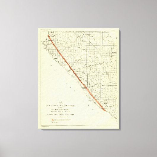 Toile Côte de Californie montrant San Andreas Rift (Recto)
