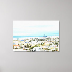 Toile Côte de Galveston, vue sur la plage et la ville