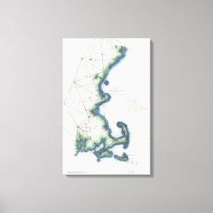 Toile Côte vintage de carte de la Nouvelle Angleterre