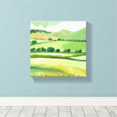 Toile Coteau vert lucidique | Aquarelle naturelle (Insitu (Plancher de Bois))