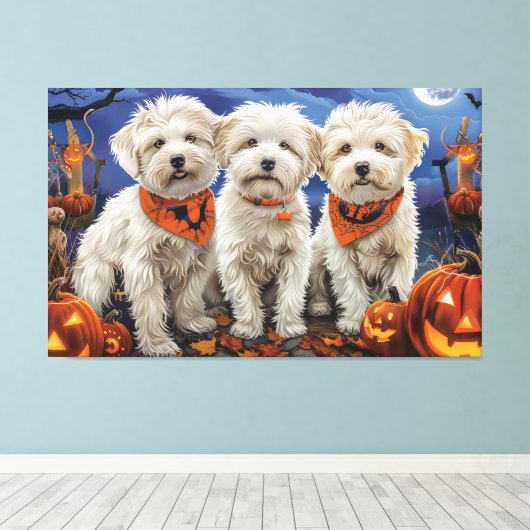 Toile Coton De Tulear Halloween Éffrayant (Insitu (Plancher de Bois))