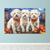 Toile Coton De Tulear Halloween Épouvantable (Insitu (Plancher de Bois))