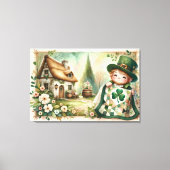 Toile Cottage Leprechaun Patchwork Quilt Scene (Recto)