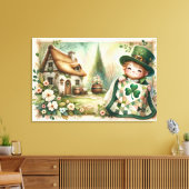 Toile Cottage Leprechaun Patchwork Quilt Scene (Insitu(Salon))