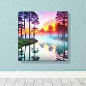 Toile Coucher de soleil à couper le souffle sur la riviè (Insitu (Plancher de Bois))