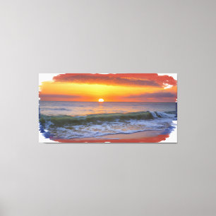 Toile Coucher de soleil artistique sur l'océan