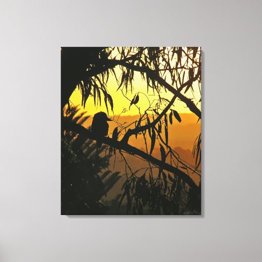 Toile Coucher de soleil australien Kookaburra Silhouette (Recto)