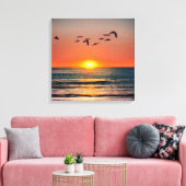 Toile Coucher de soleil avec oiseaux (Insitu(Salon))