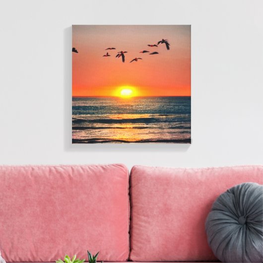 Toile Coucher de soleil avec oiseaux (Insitu(Salon))