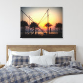 Toile Coucher de soleil avec palmiers et trampoline (Insitu(Chambre))