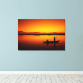 Toile Coucher de soleil, bateau d'aviron Silhouette-1649 (Insitu (Plancher de Bois))