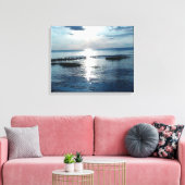 Toile Coucher de soleil bleu sur Cape Cod Beach (Insitu(Salon))