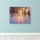 Toile Coucher de soleil dans la pinède d'hiver (Insitu (Plancher de Bois))