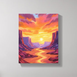 Toile Coucher de soleil dans le canyon du désert Peint