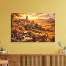 Coucher de soleil dans un village toscan - Art mur