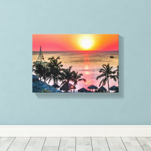 Toile Coucher de soleil d'Aruba (Insitu (Plancher de Bois))