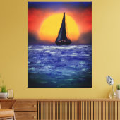 Toile Coucher de soleil de bateau à voile - Aquarelle Ar (Insitu(Salon))