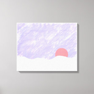 Toile Coucher de soleil derrière une montagne enneigée