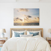 Toile Coucher de soleil doré de l'Ouest avec vol d'oisea