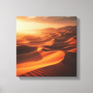 Toile Coucher de soleil doré sur le sable paisible et on