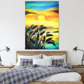 Toile Coucher de soleil du lac - Aquarelle (Insitu(Chambre))