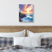 Toile Coucher de soleil du phare côtier | Plage Peinture (Insitu(Chambre))