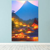 Toile Coucher de soleil du village indonésien (Insitu (Plancher de Bois))