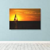 Toile coucher de soleil en voile sur le lac (Insitu (Plancher de Bois))
