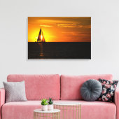 Toile coucher de soleil en voile sur le lac (Insitu(Salon))