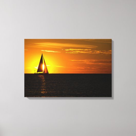 Toile coucher de soleil en voile sur le lac (Recto)