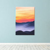 Toile Coucher de soleil et brouillard dans la vallée (Insitu (Plancher de Bois))